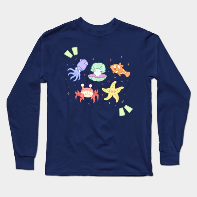 Funky Sea Pals! Long Sleeve T-Shirt by Chubbit